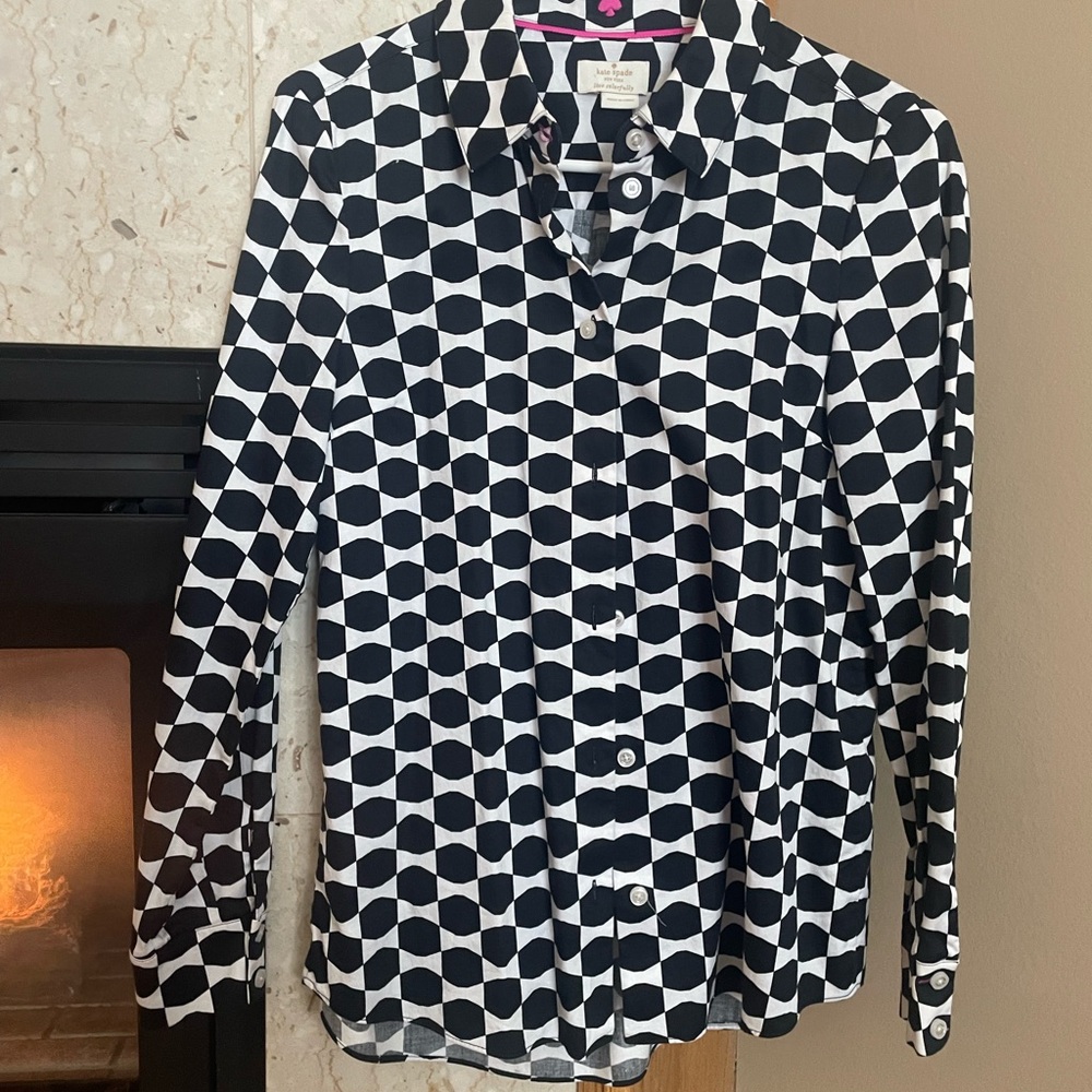 Kate Spade Black and White Button Down Shirt